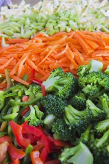 Sliced raw vegetables