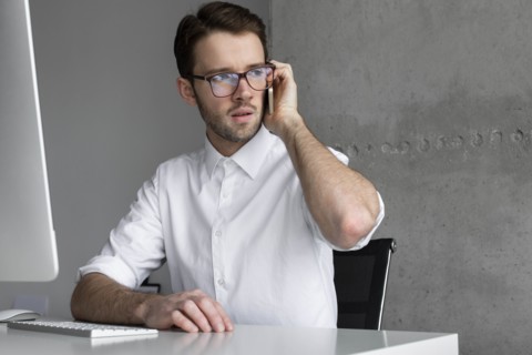 Businessman talking on phone