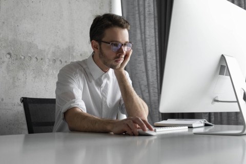 Businessman working at computer