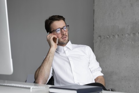 Businessman talking on phone