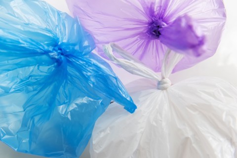 Plastic bags on white background