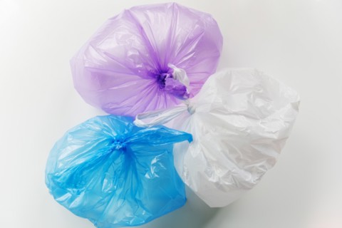 Plastic bags on white background