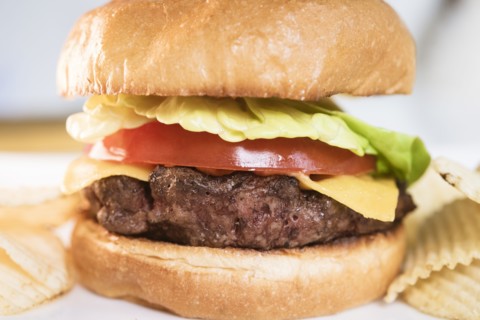 Hamburger with chips