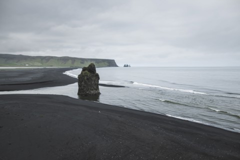 Rock formation on  beach in Vik, Iceland
