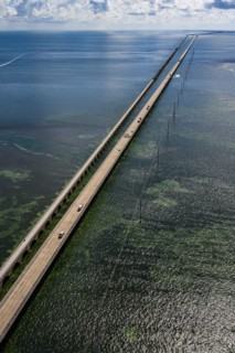 Aerial view of Seven Mile Bridge in Florida Keys, USA