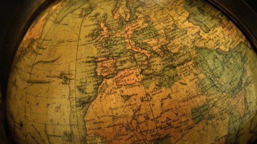 Close up of antique globe