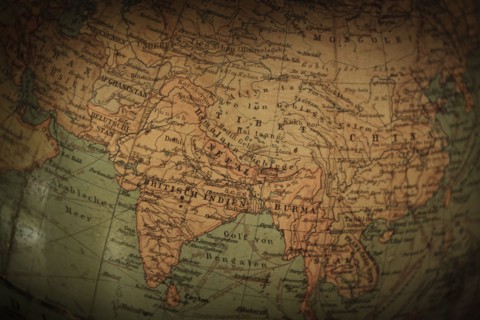 Close up of antique globe