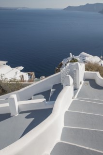 Whitewashed staircase in Santorini, Greece