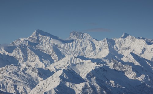 Snow covered mountain range in Piedmont, Italy