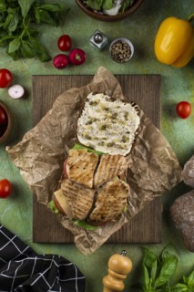 Open chicken sandwich