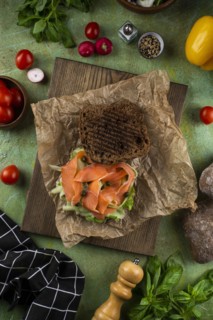 Open salmon and caper sandwich