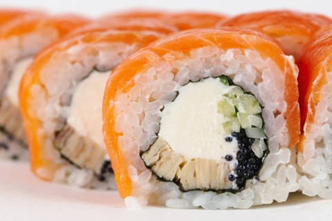 Sushi with salmon and cream cheese