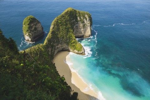 Cliffs by Kelingking Beach in Nusa Penida, Indonesia