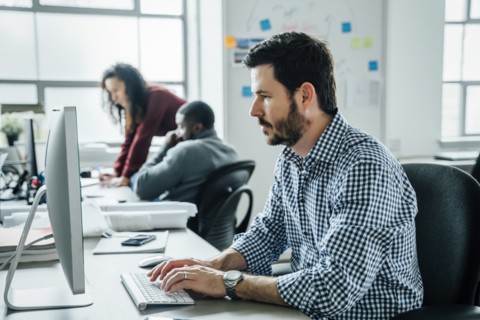 Man using computer in office
