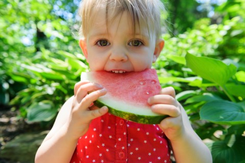 Girl eating watermelon