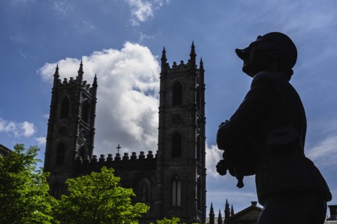 Statue by Notre-Dame Basilica in Montreal