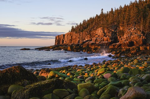 Otter Cliff at sunrise in Acadia National Park