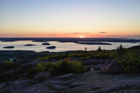 Islands in Frenchman Bay at sunrise in Acadia National Park