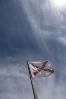 Cross of Burgundy flag at Castillo de San Marcos in St. Augustine