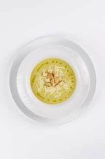 Soup with croutons and cheese
