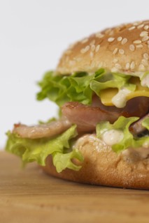 Cheeseburger with bacon and lettuce
