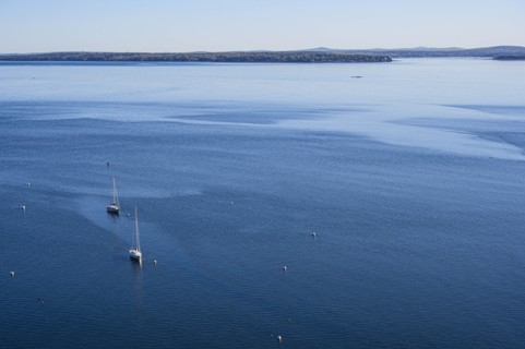 Sailboats at sea in Acadia National Park, Maine, USA
