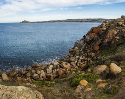 Rocky coastline on Granite Island, Australia