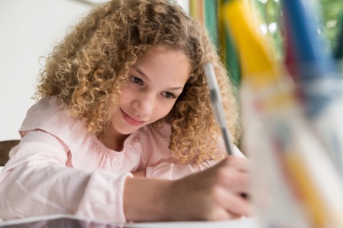 Girl doing homework