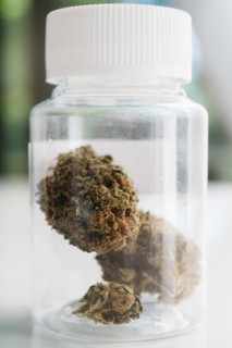 Medical marijuana in bottle