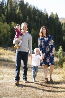 Family by forest