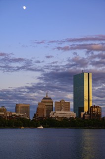 City skyline at sunset in Boston, Massachusetts, USA