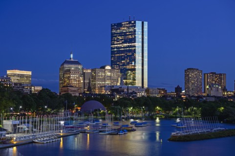 City skyline with harbor in Boston, Massachusetts, USA
