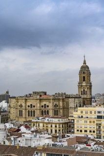 Cityscape with Cathedral of Malaga in Malaga, Spain