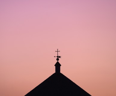 Silhouette of church roof at sunset in Seville, Andalusia, Spain