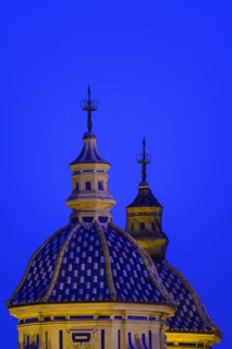 Domes of Church of Saint Louis of France at night in Seville, Andalusia, Spain