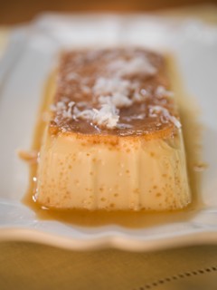 Close up of flan on plate