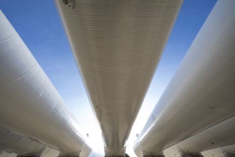 White pipes against clear sky
