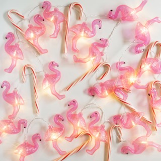 Flamingo fairy lights and candy canes