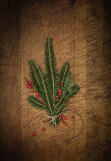 Pine fronds and mistletoe berries