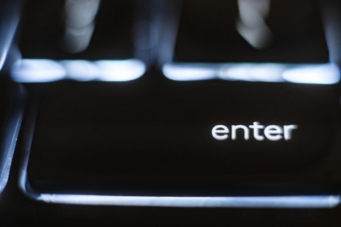 Illuminated 'enter' key on keyboard