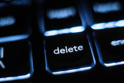 Illuminated 'delete' key on keyboard