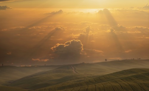Hills at sunset in Tuscany, Italy