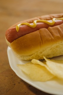 Hot dog and potato chips