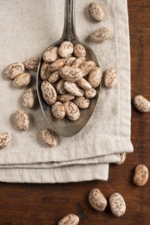 Pinto beans in spoon