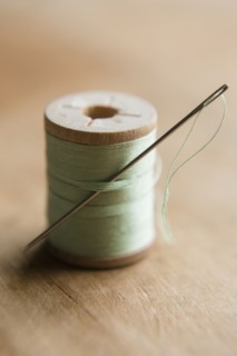 Green thread and needle