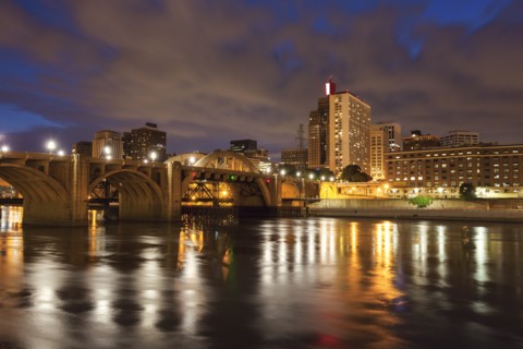Cityscape of St. Paul, Minnesota at night