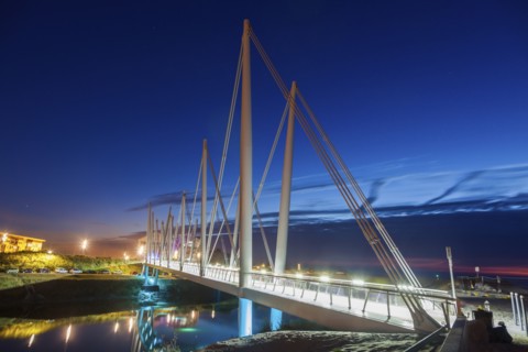Bridge at night in Dunkirk, France
