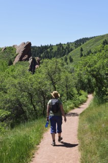 Woman hiking in Roxborough State Park, Colorado