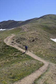 Woman hiking on trail in Denver, Colorado