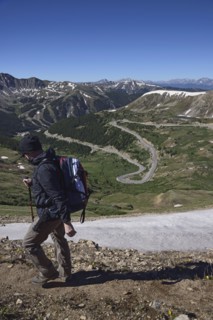 Man hiking at Loveland Pass, Colorado